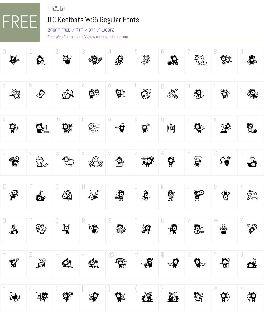 ITCKeefbatsW95-Regular Font Screenshots