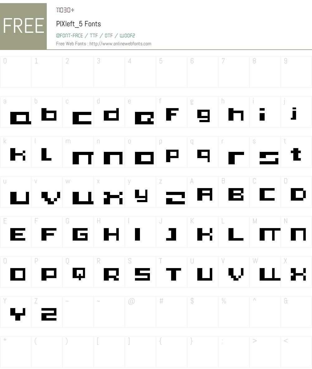 PIXleft_5 Font Screenshots