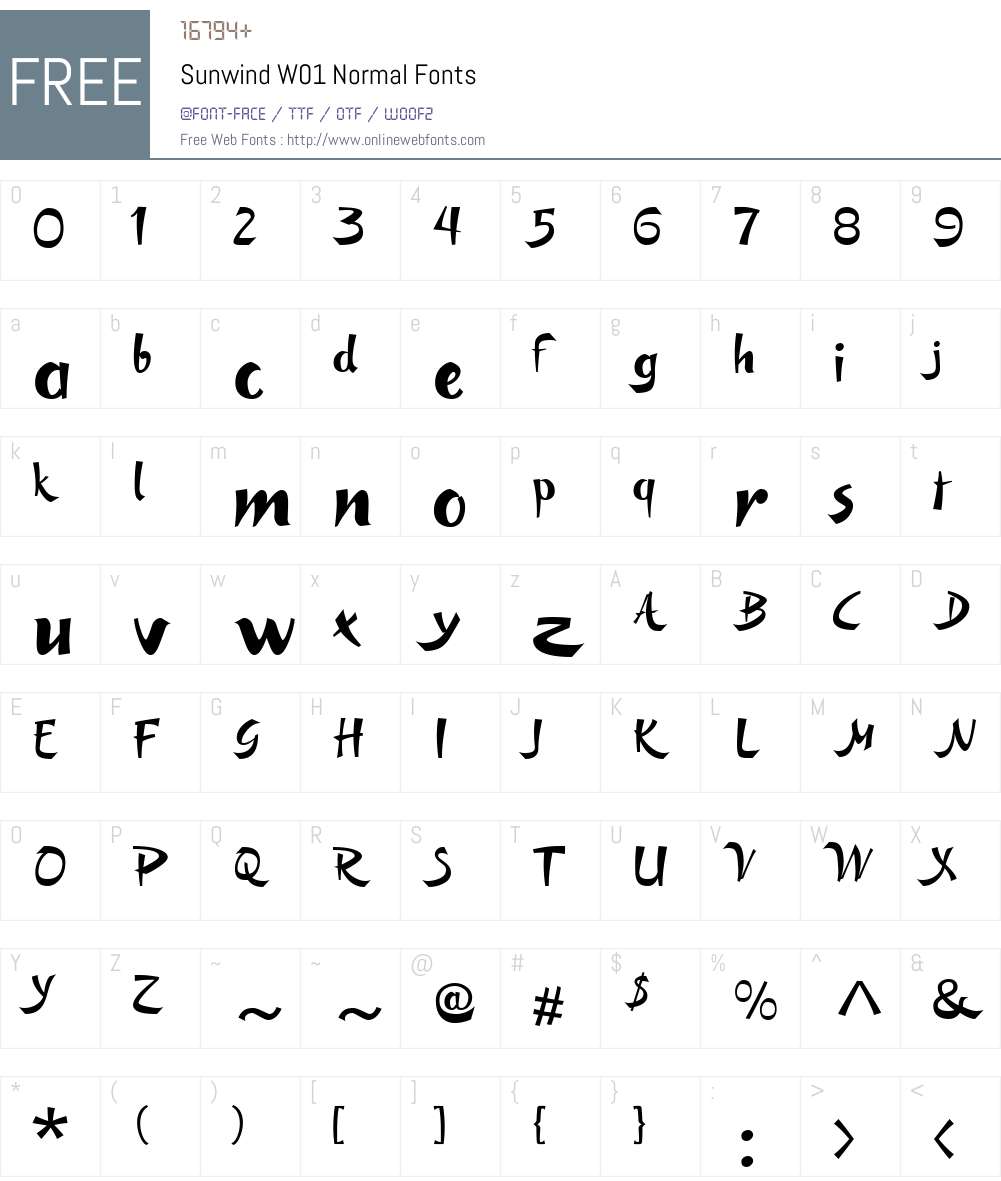 SunwindW01-Normal Font Screenshots