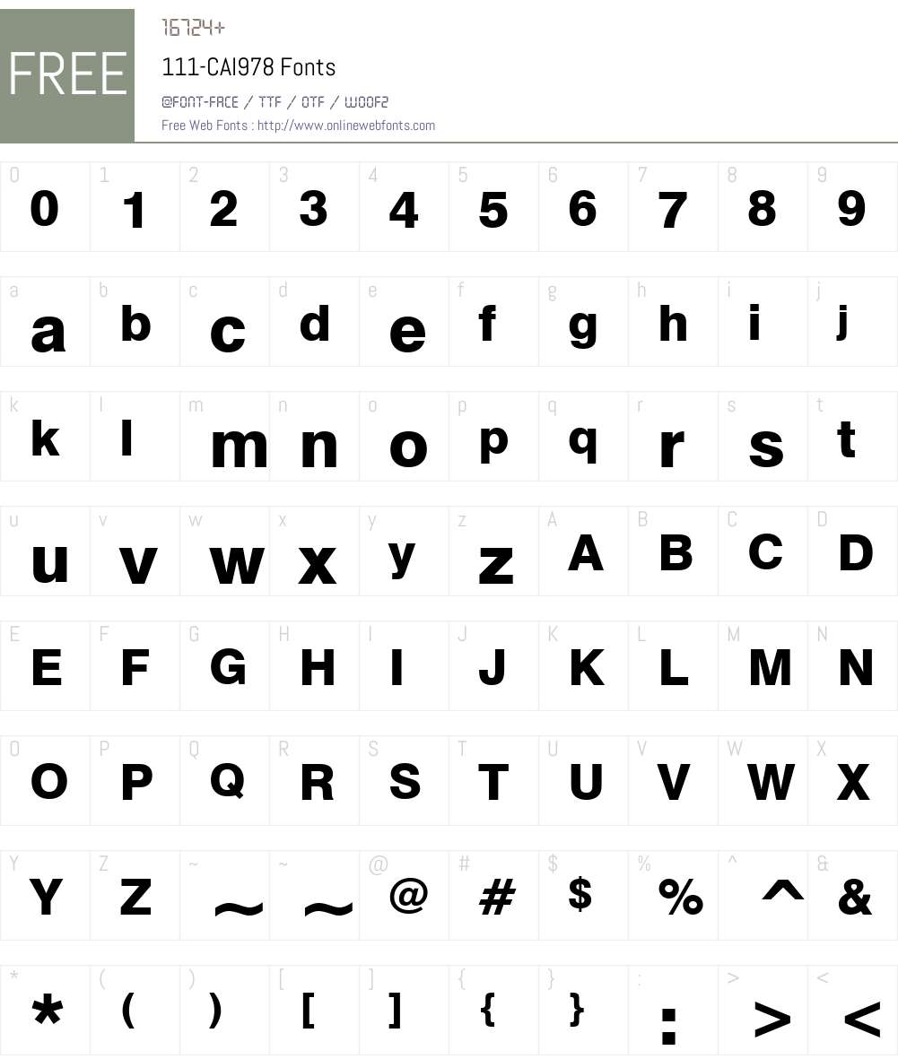111-CAI978 Font Screenshots
