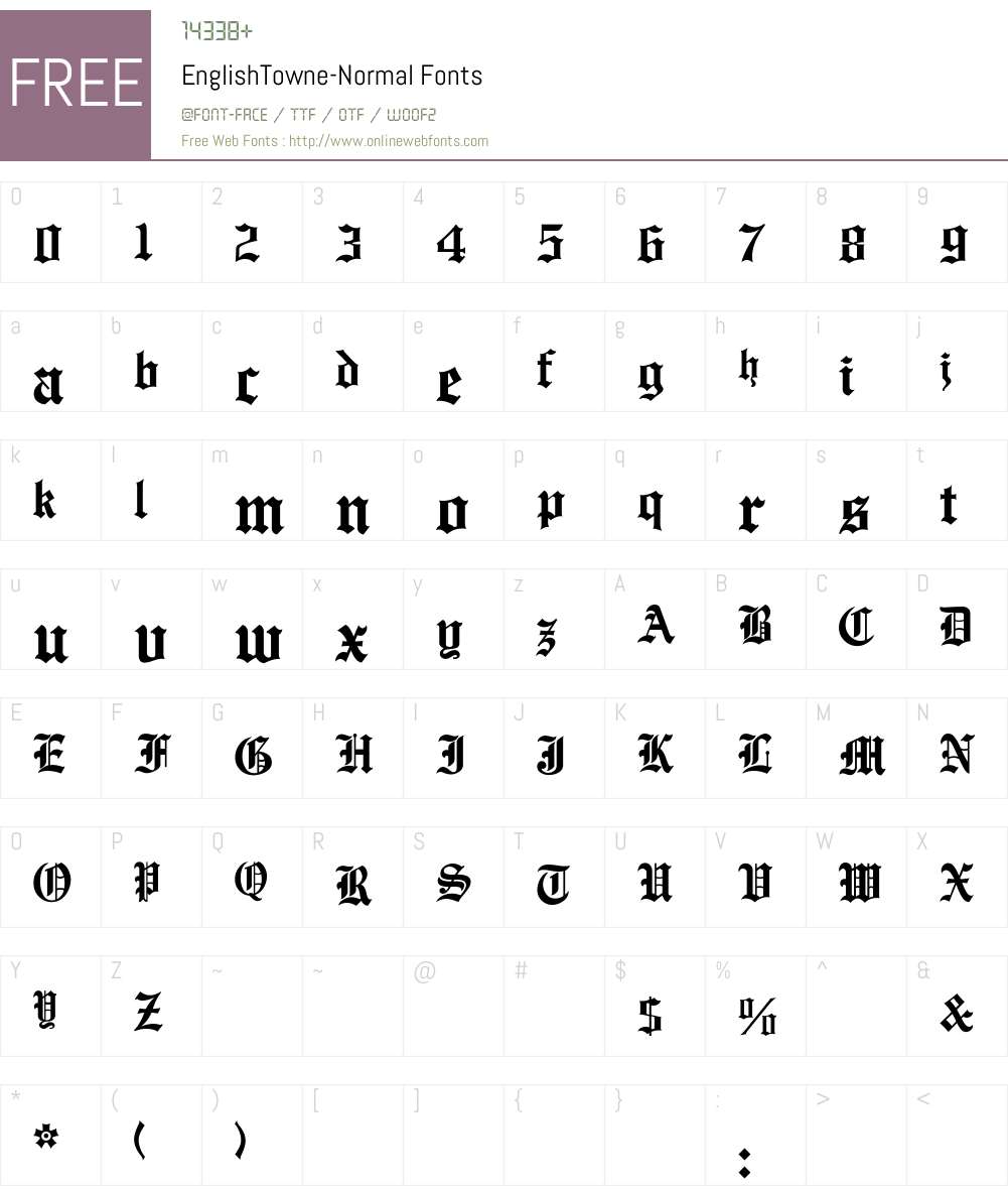 EnglishTowne-Normal Font Screenshots