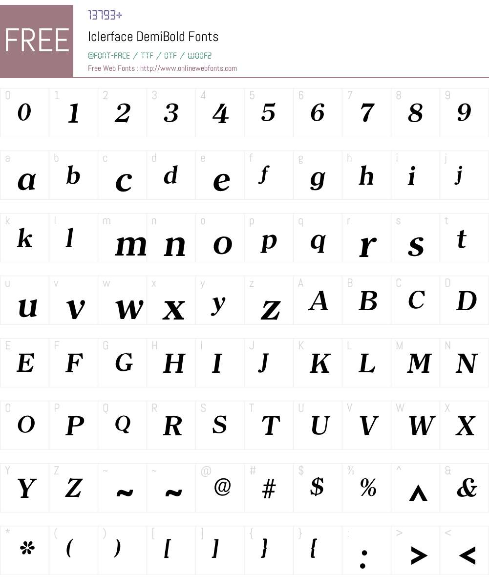 Iclerface Font Screenshots