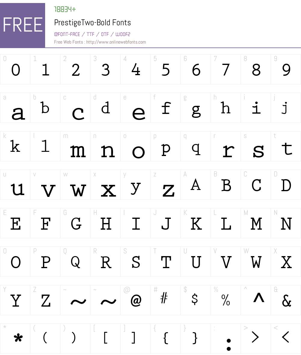 PrestigeTwo Font Screenshots