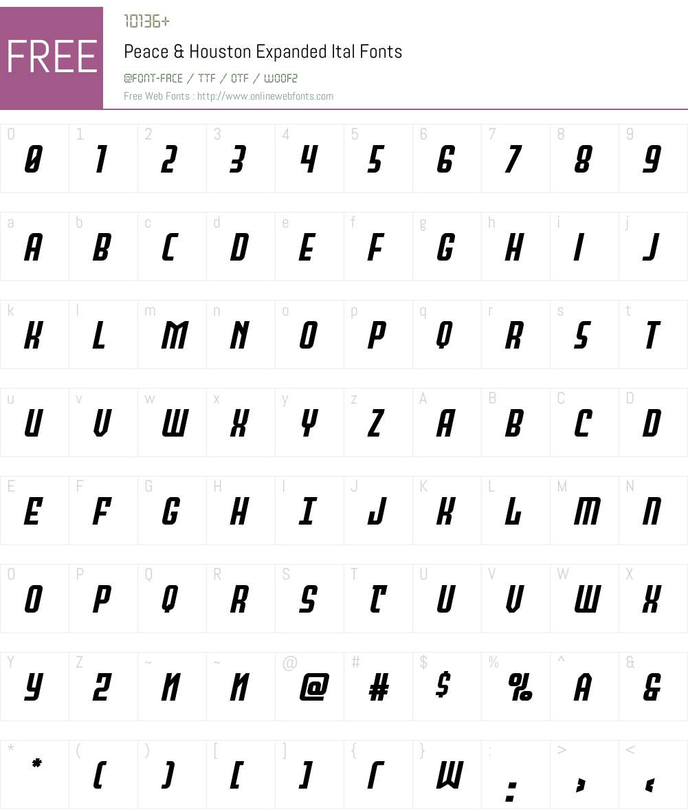 Peace & Houston Expanded Ital Font Screenshots