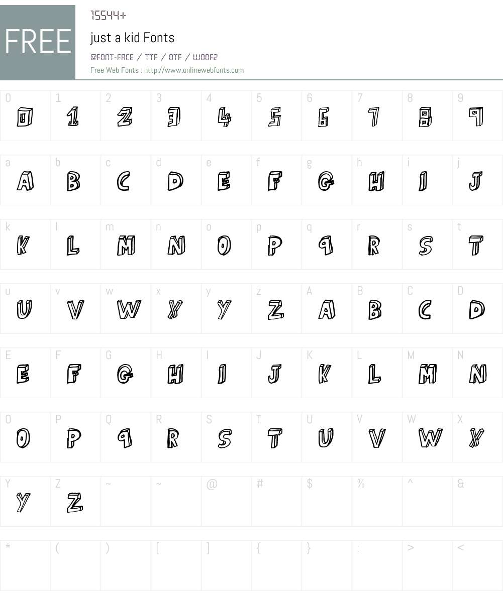 just a kid Font Screenshots