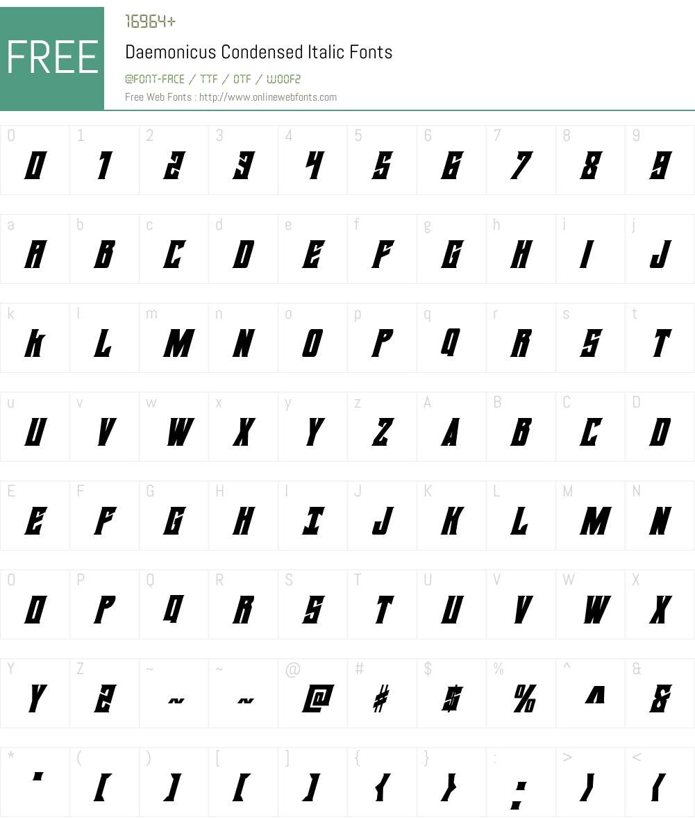 Daemonicus Condensed Italic Font Screenshots