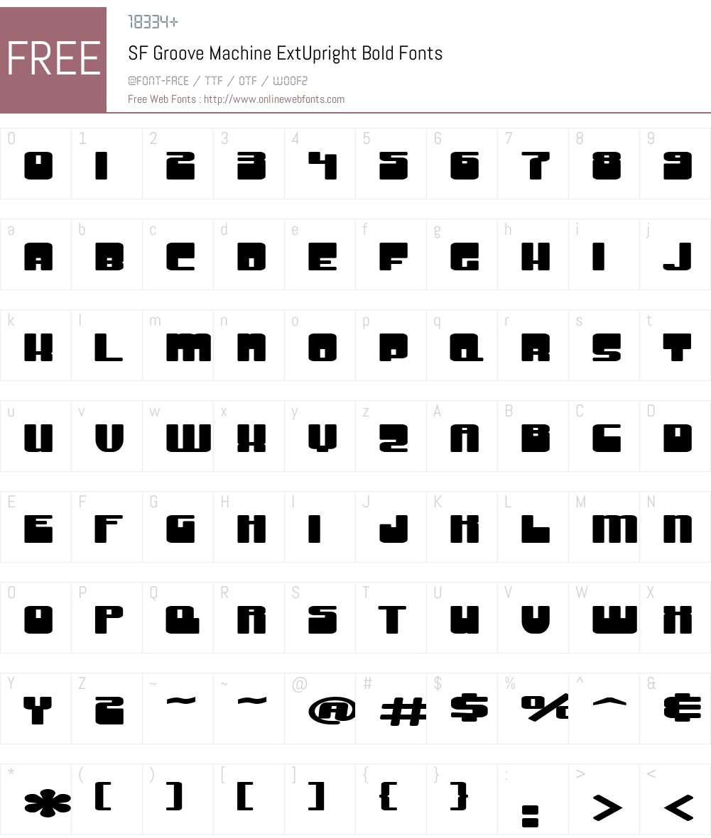 SF Groove Machine ExtUpright Font Screenshots