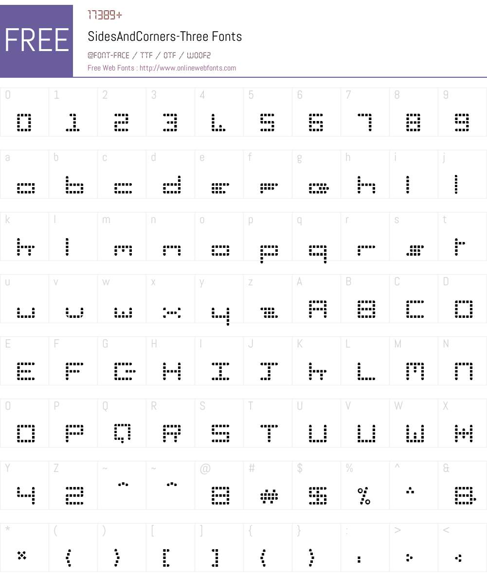 SidesAndCorners Font Screenshots
