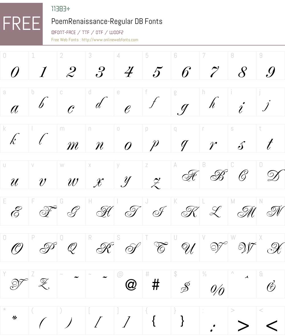 PoemRenaissance DB Font Screenshots