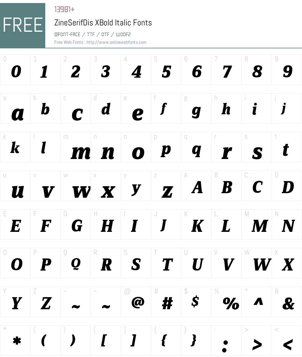 ZineSerifDis Font Screenshots