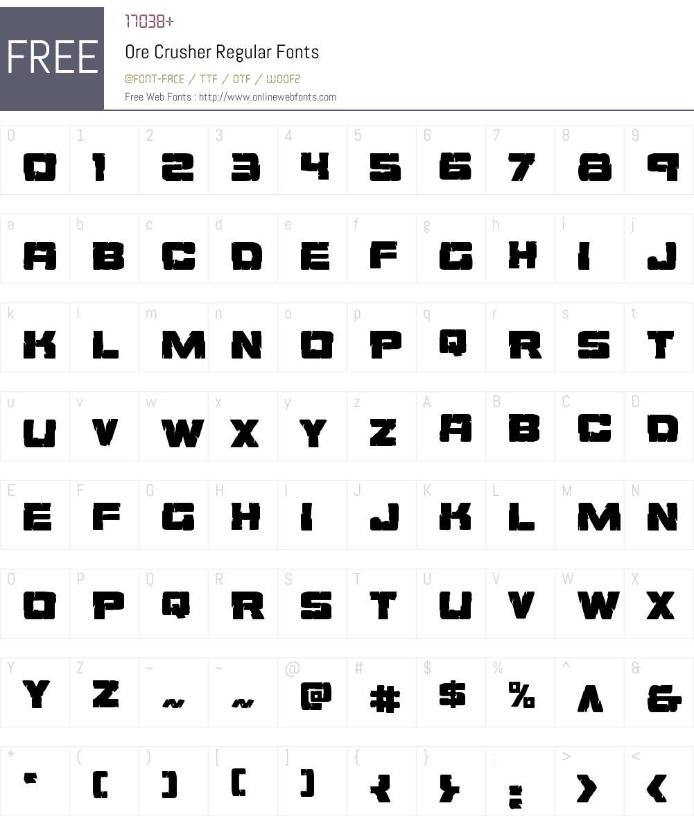 Ore Crusher Font Screenshots