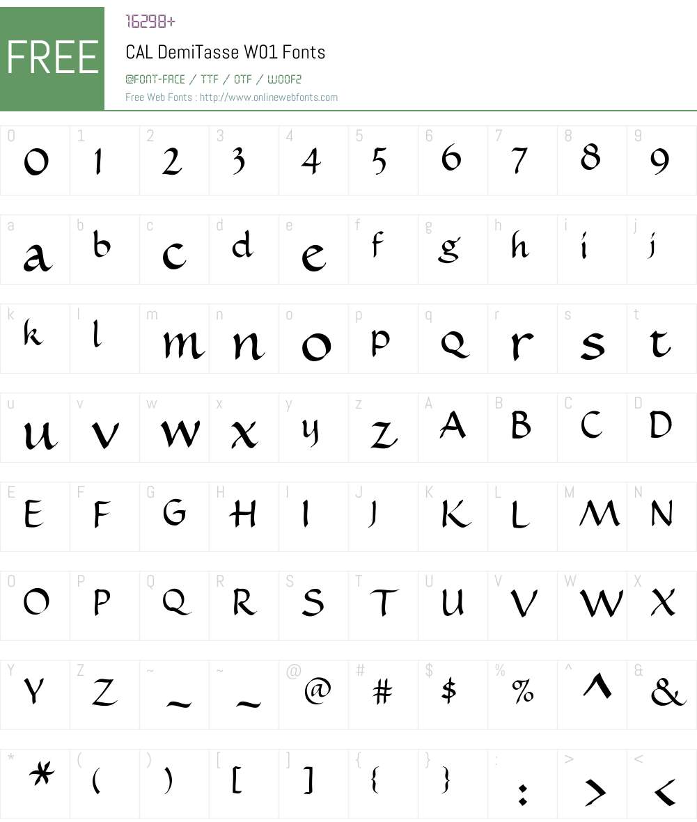 CALDemiTasseW01 Font Screenshots