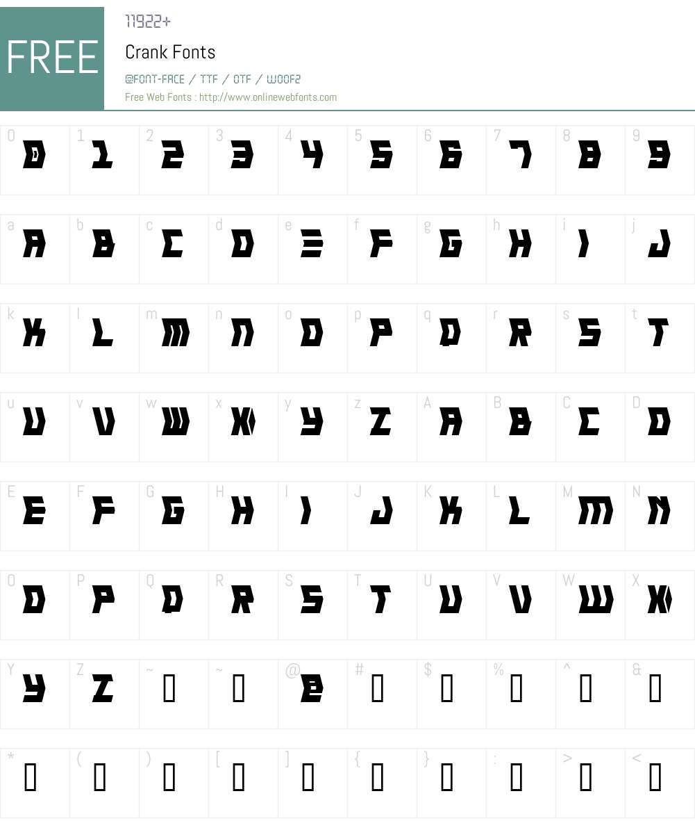 Crank Font Screenshots