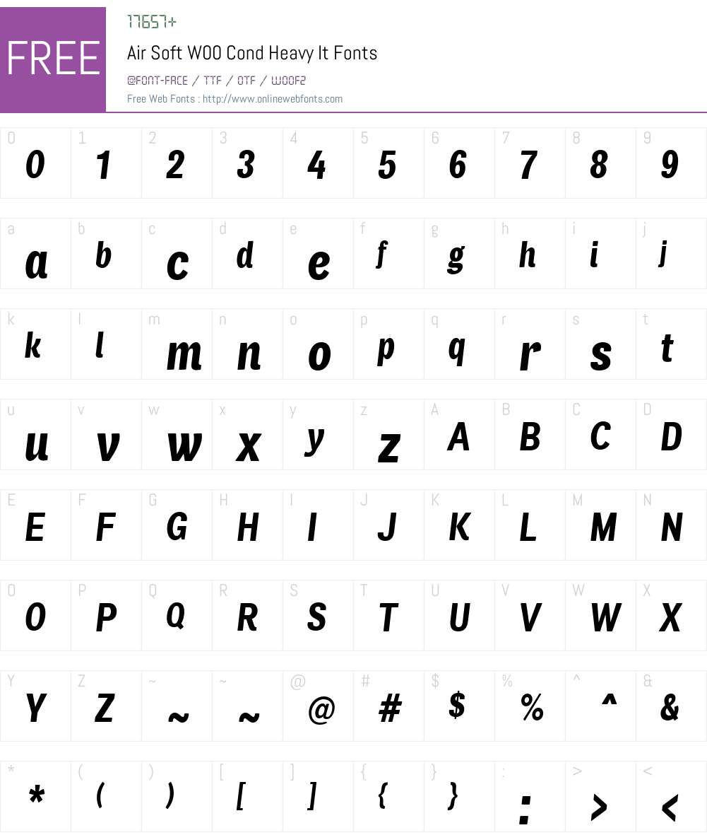 AirSoftW00-CondHeavyIt Font Screenshots