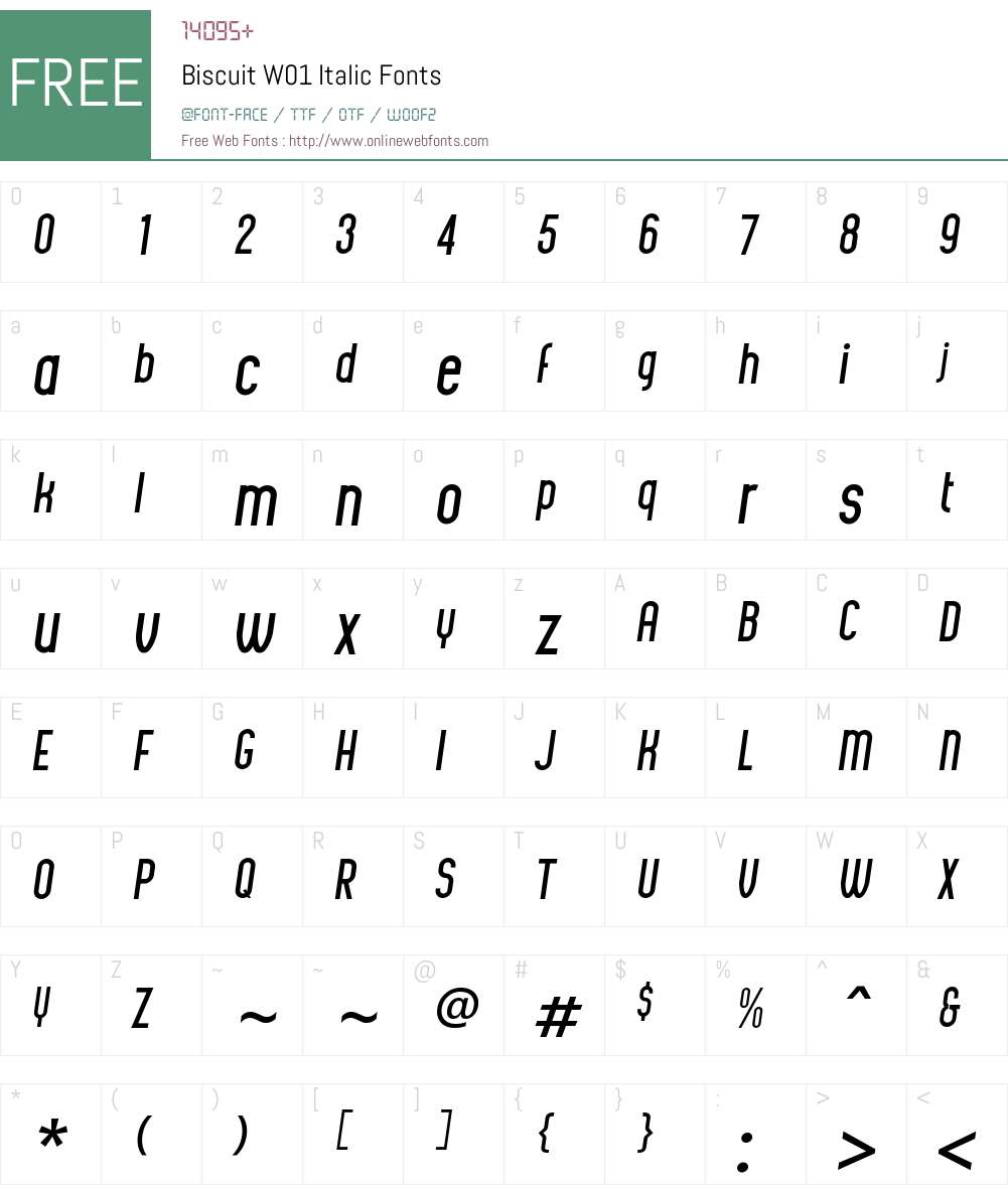 BiscuitW01-Italic Font Screenshots