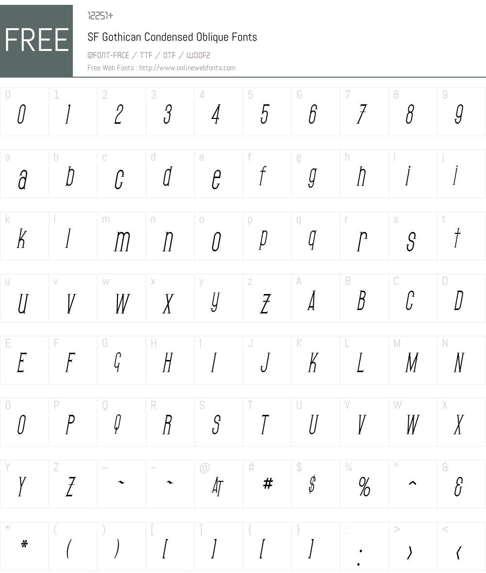 SF Gothican Condensed Font Screenshots