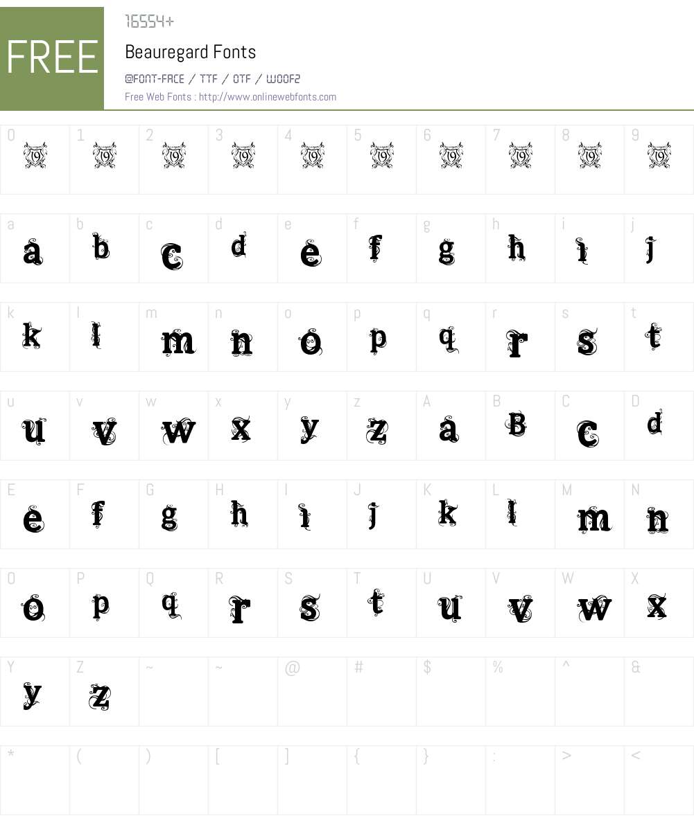 Beauregard Font Screenshots
