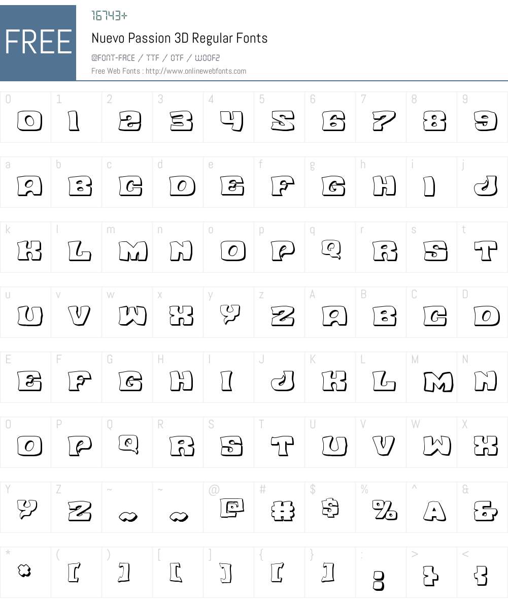 Nuevo Passion 3D Font Screenshots