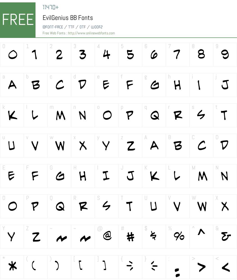 EvilGenius BB Font Screenshots
