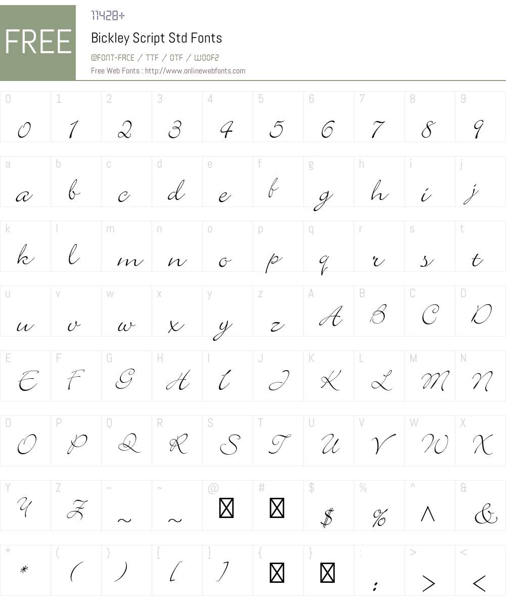 Bickley Script Std Font Screenshots