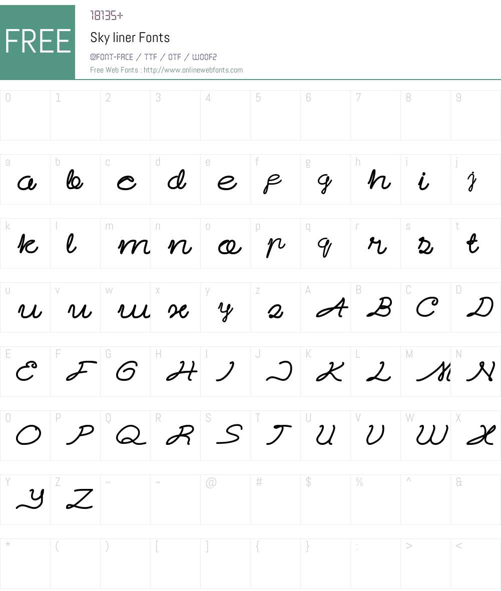 Sky liner Font Screenshots