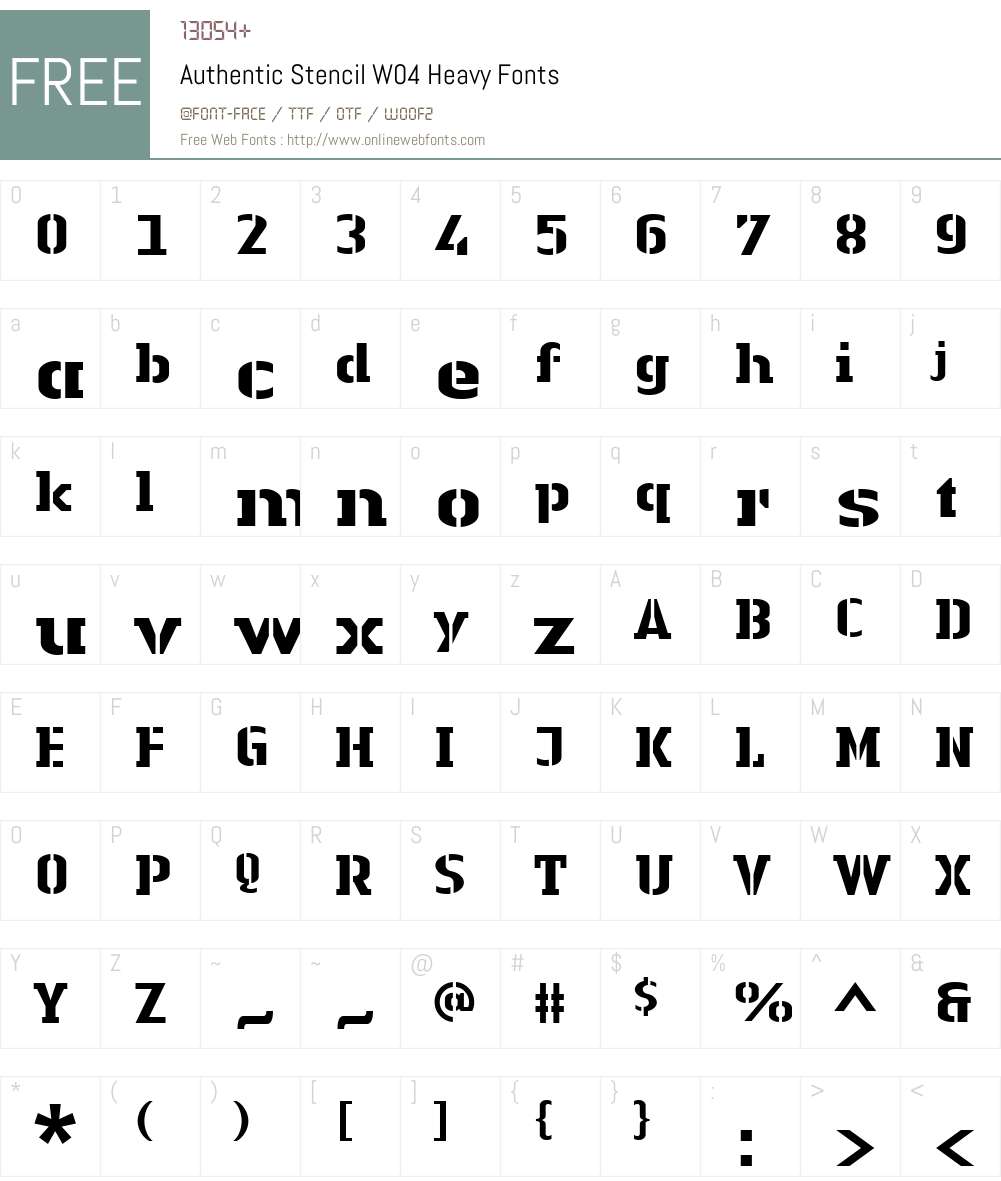 Linotype Authentic Stencil Font Screenshots