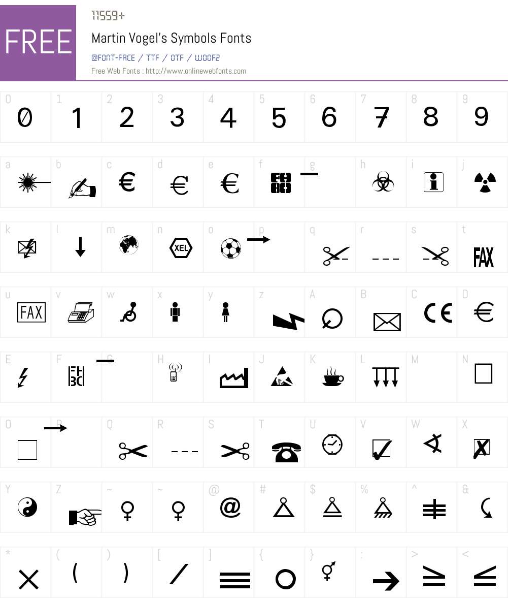 Martin Vogel's Symbols Font Screenshots