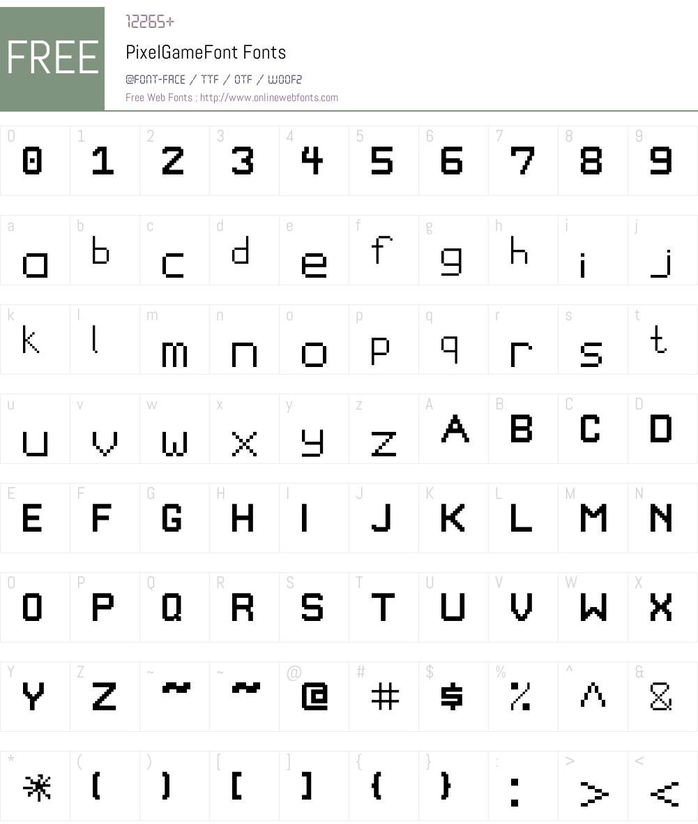 PixelGameFont Font Screenshots
