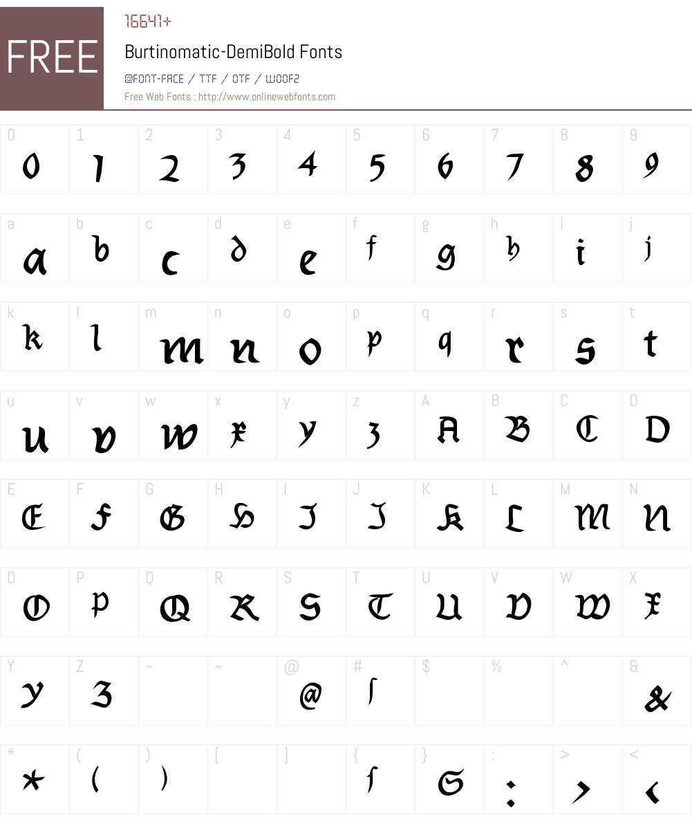 Burtinomatic-DemiBold Font Screenshots