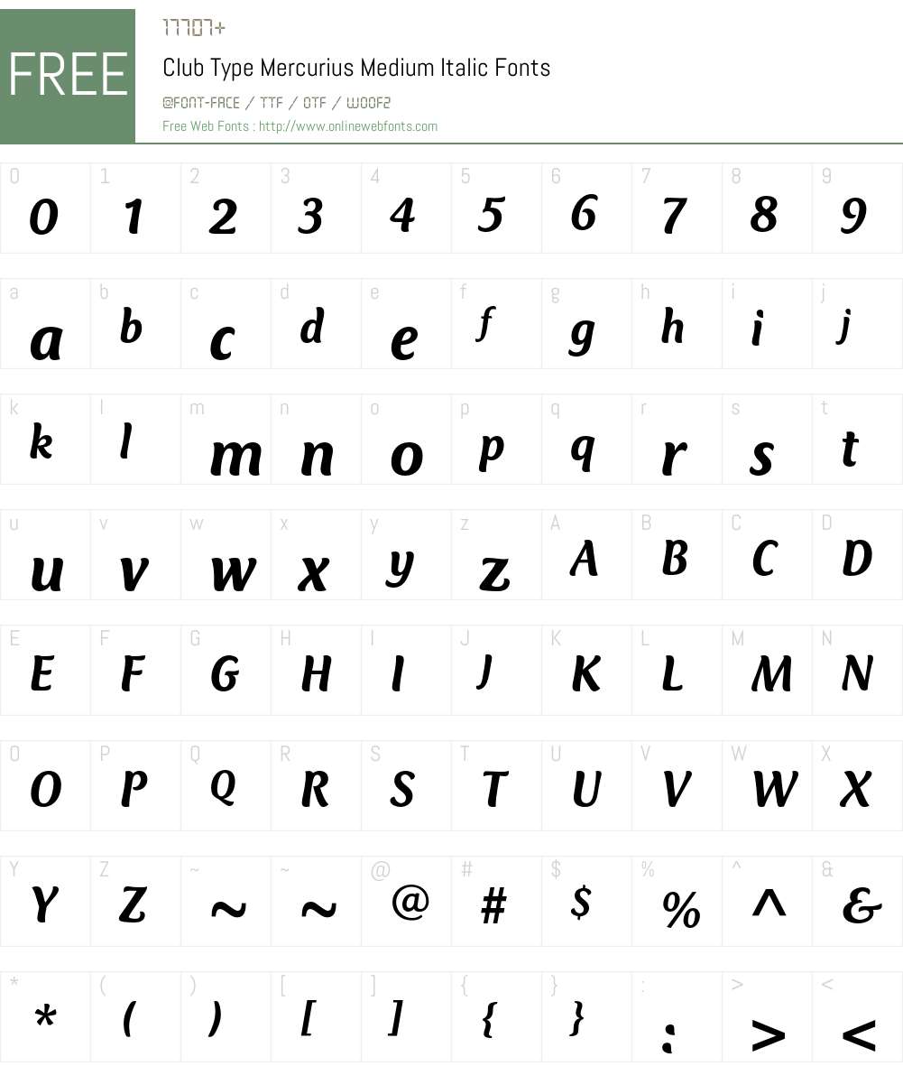 Club Type Mercurius Font Screenshots