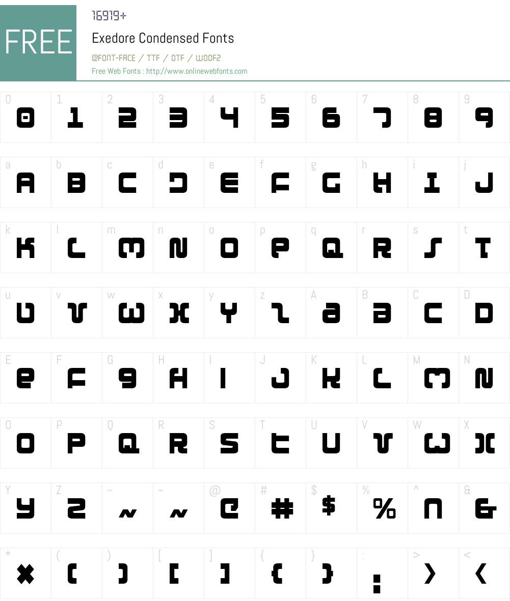 Exedore Condensed Font Screenshots