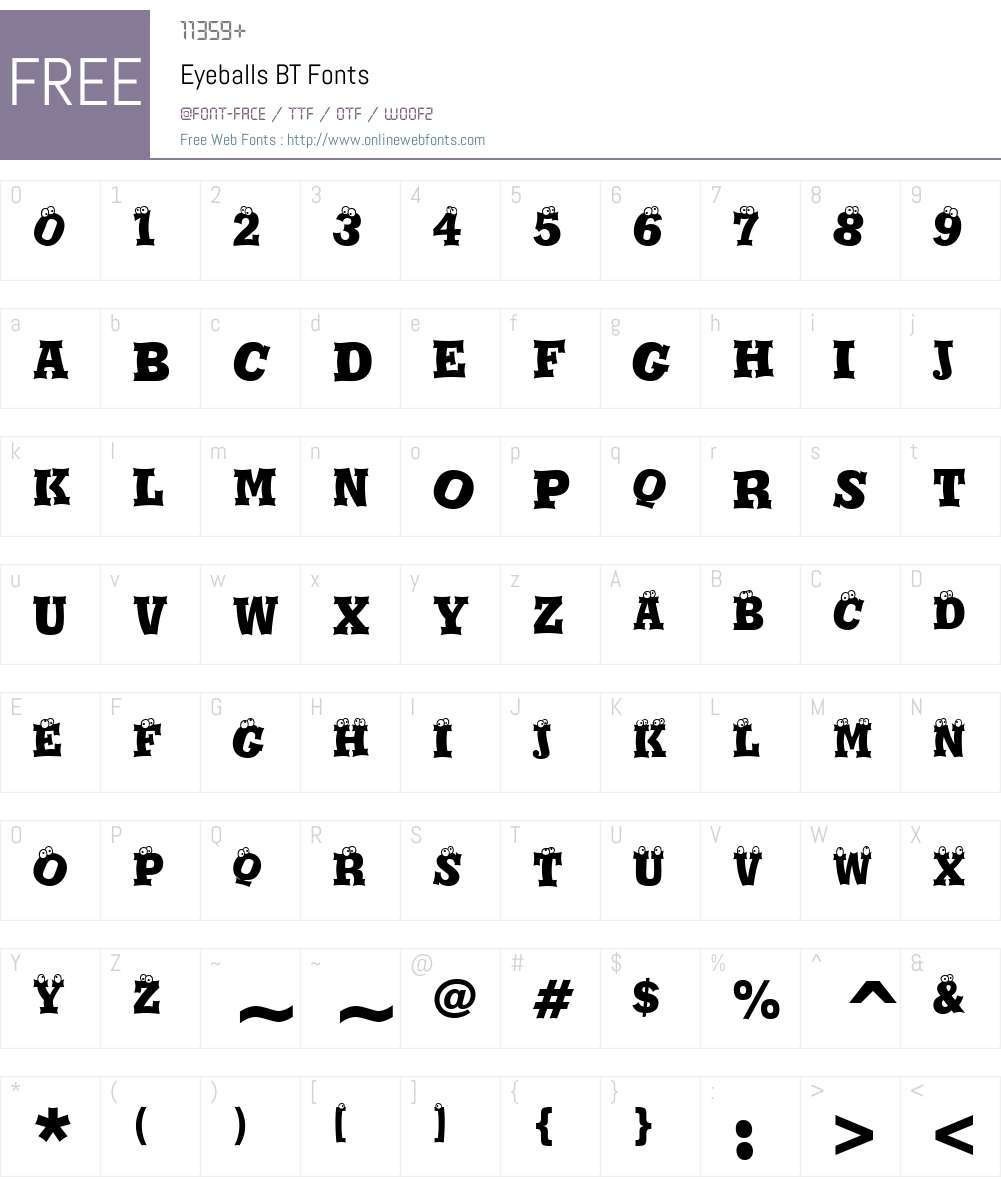 Eyeballs BT Font Screenshots