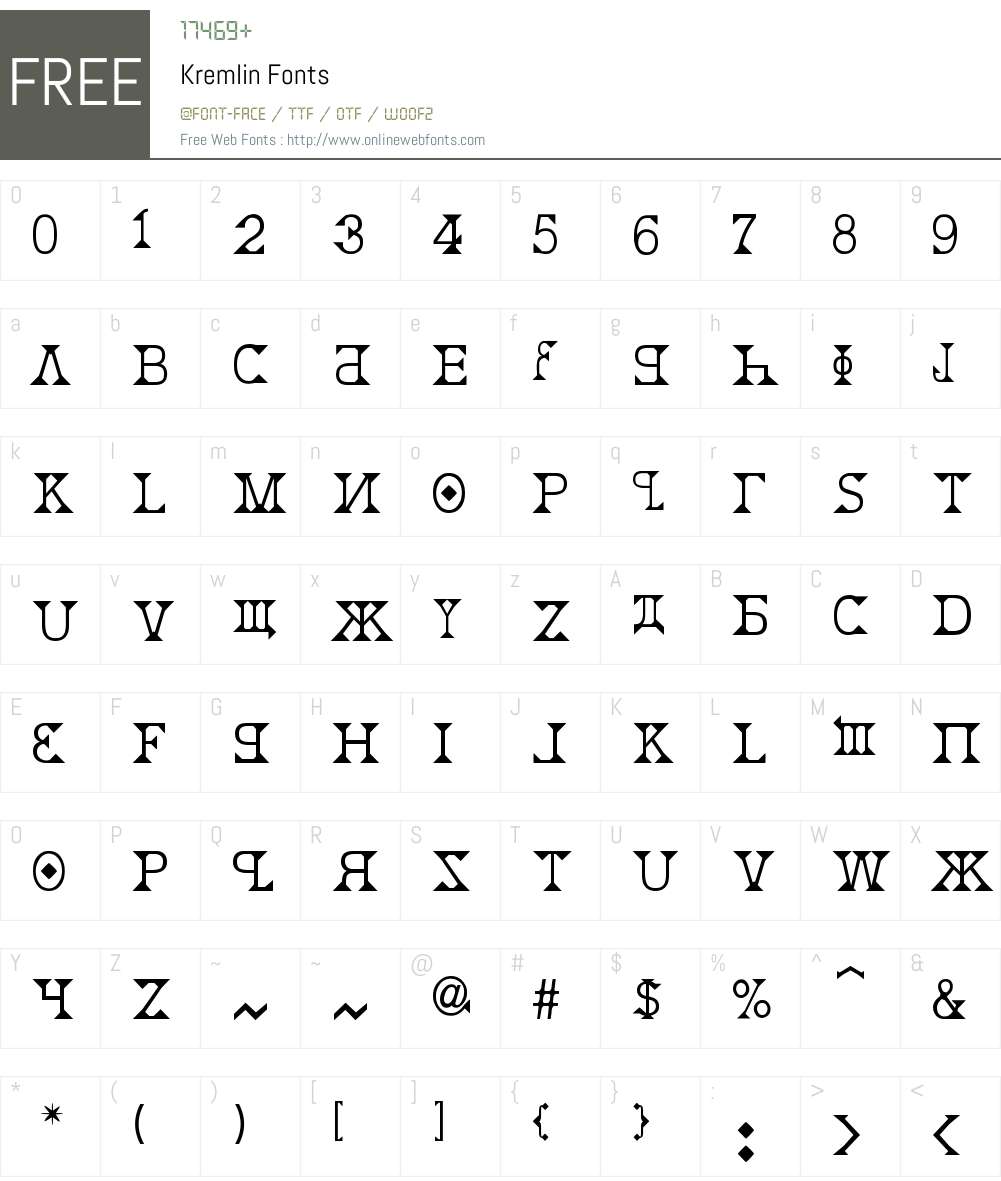 Kremlin Font Screenshots