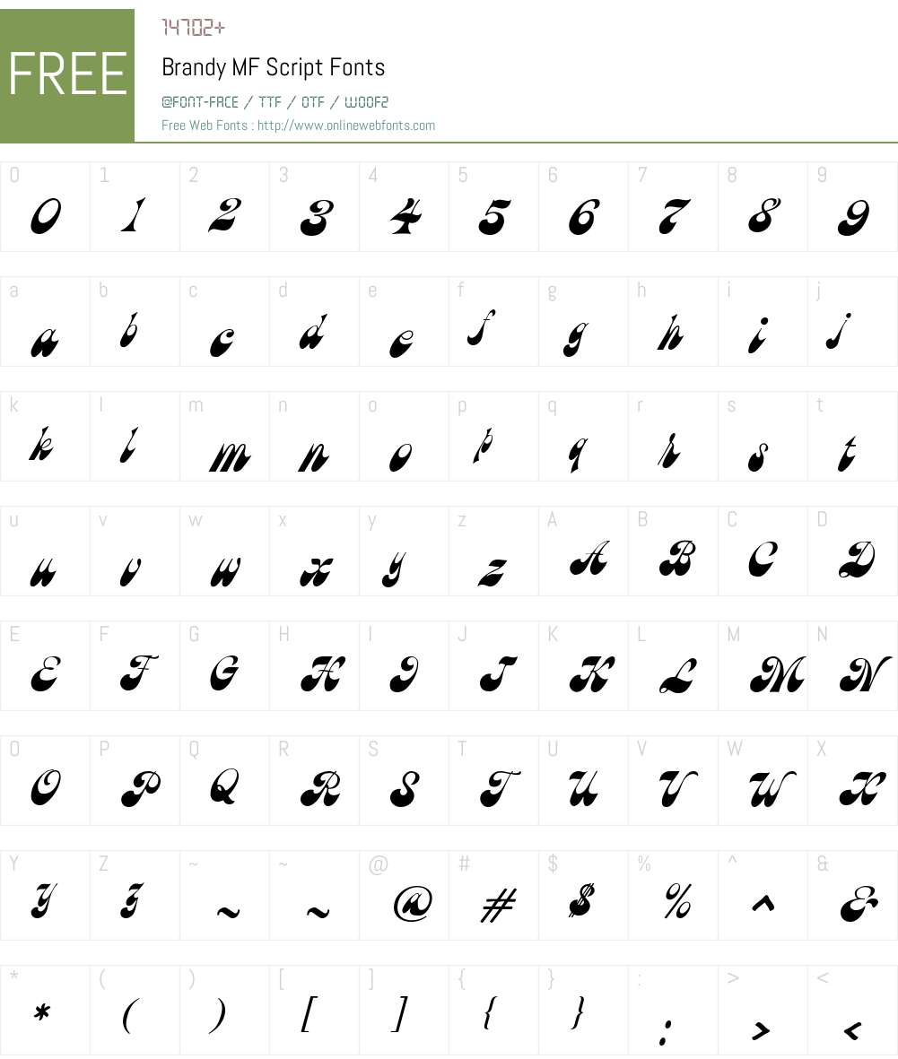 Brandy MF Font Screenshots