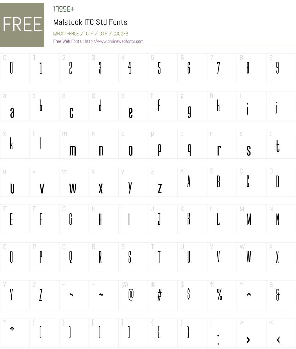 Malstock ITC Std Font Screenshots