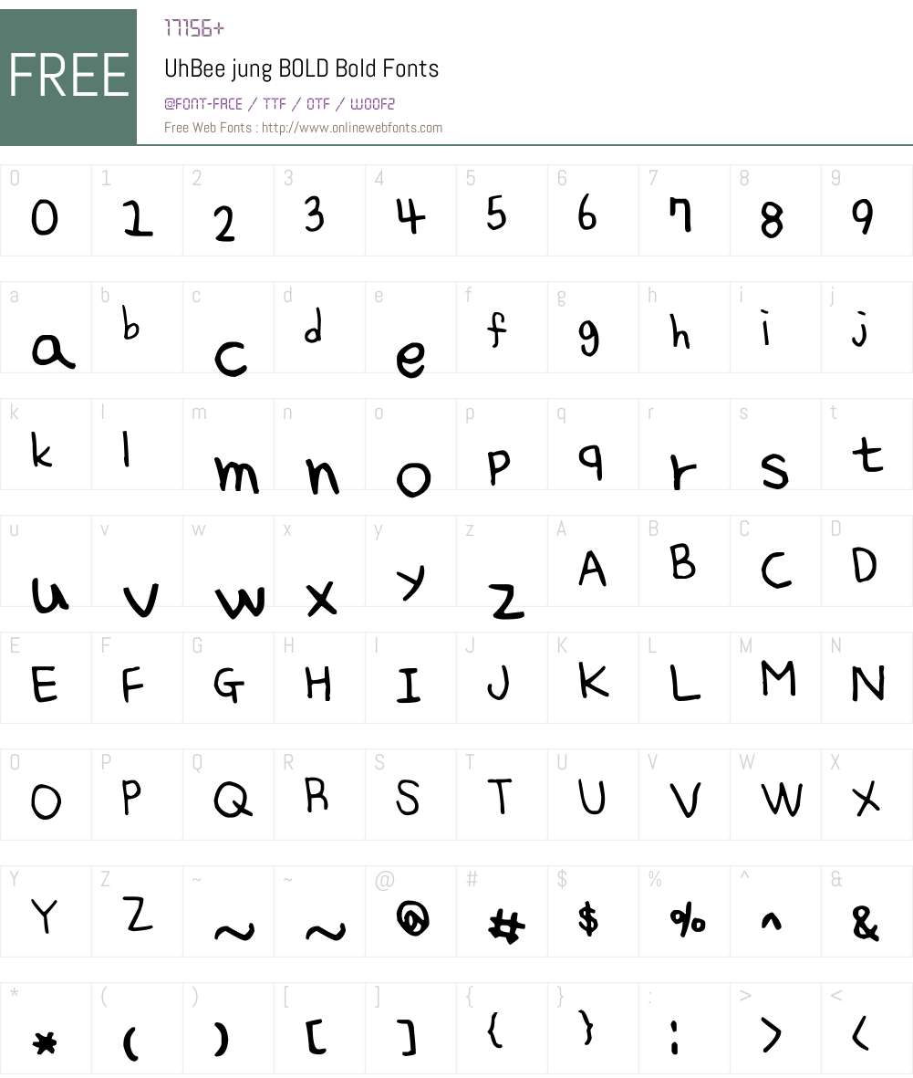 UhBee jung BOLD Font Screenshots
