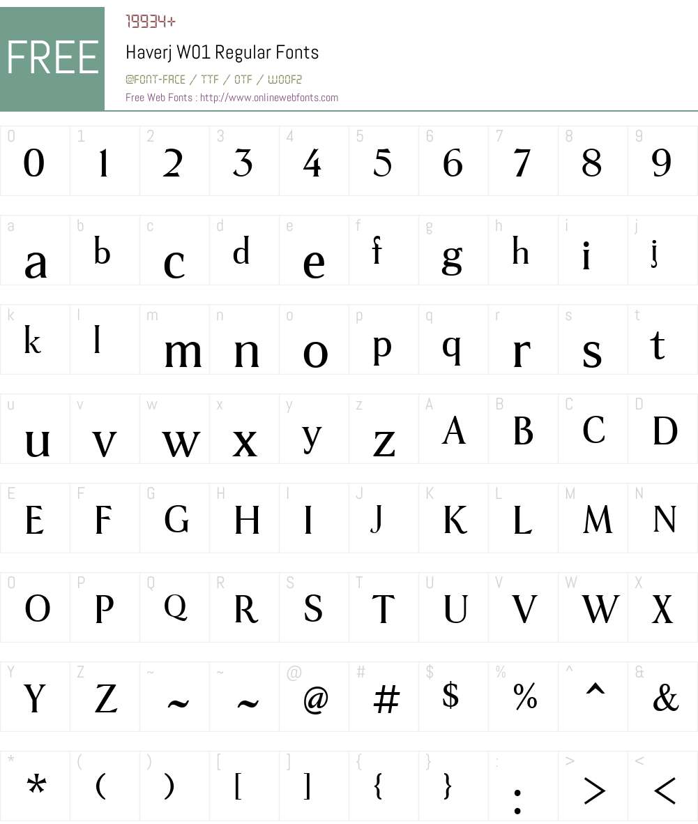 HaverjW01-Regular Font Screenshots