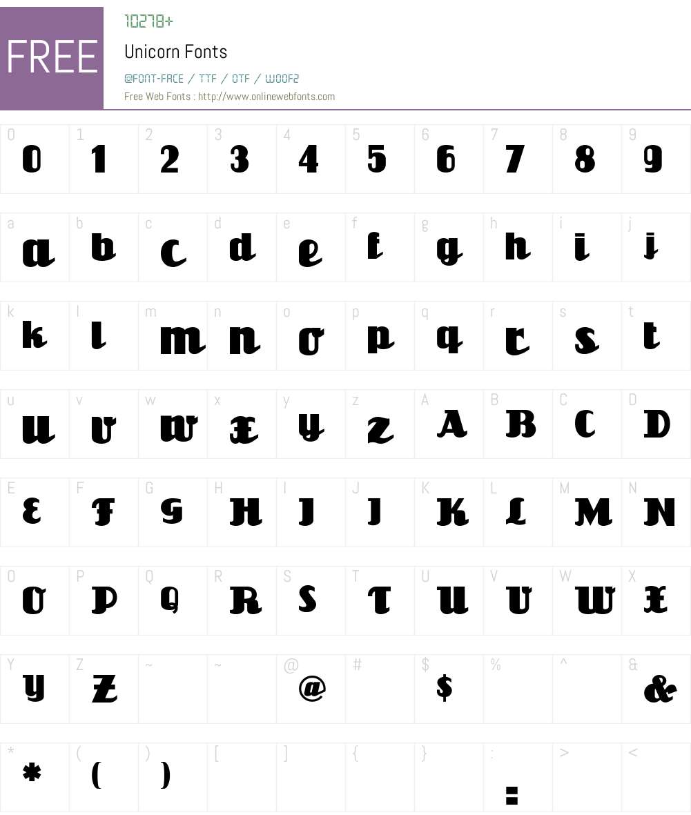 Unicorn Font Screenshots