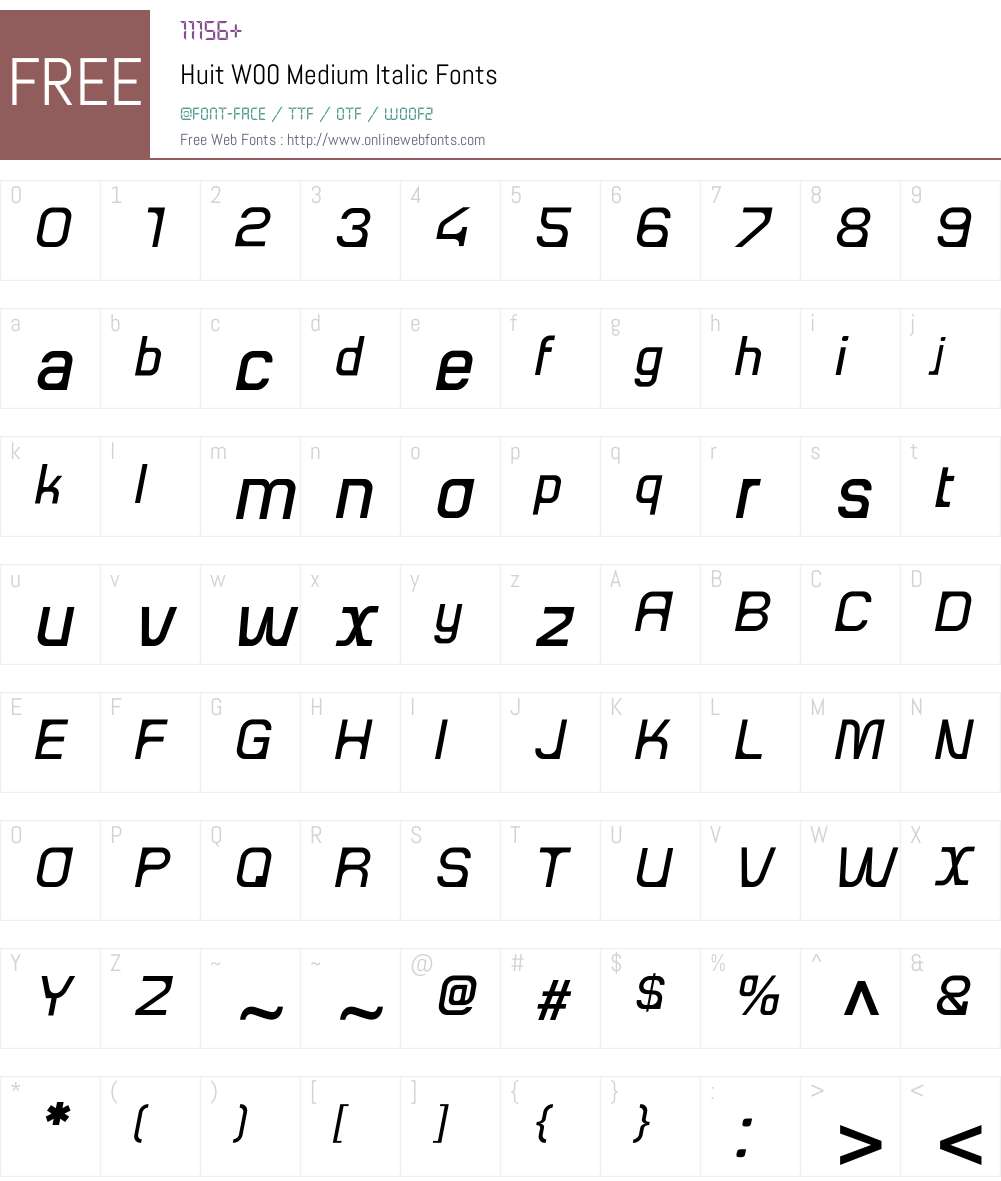 HuitW00-MediumItalic Font Screenshots
