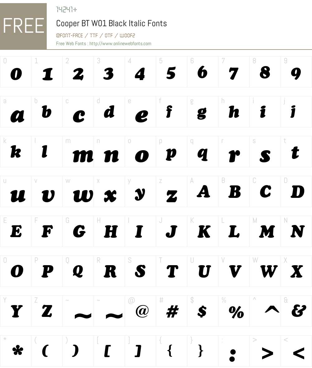 CooperBTW01-BlackItalic Font Screenshots