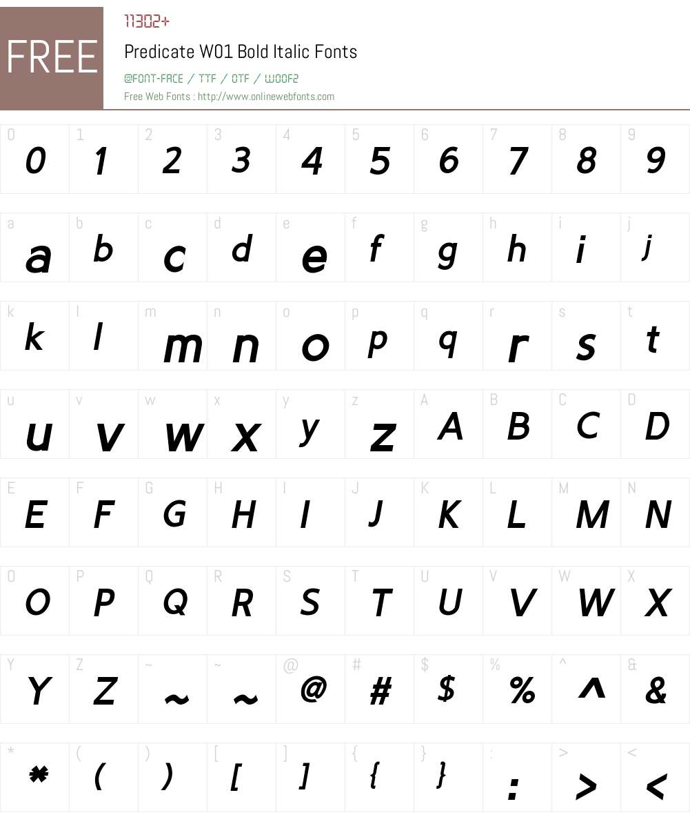 PredicateW01-BoldItalic Font Screenshots