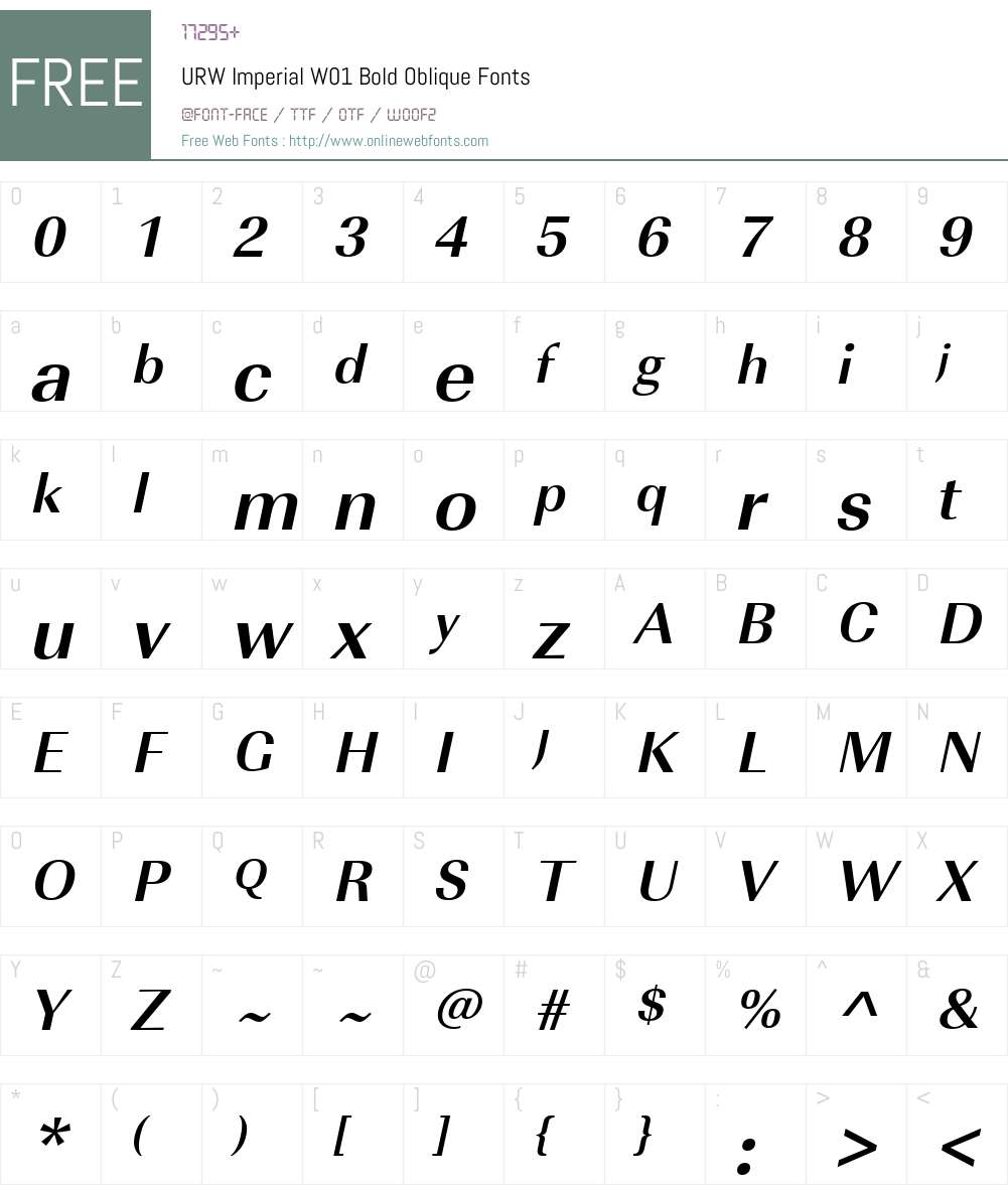 URWImperialW01-BoldOblique Font Screenshots
