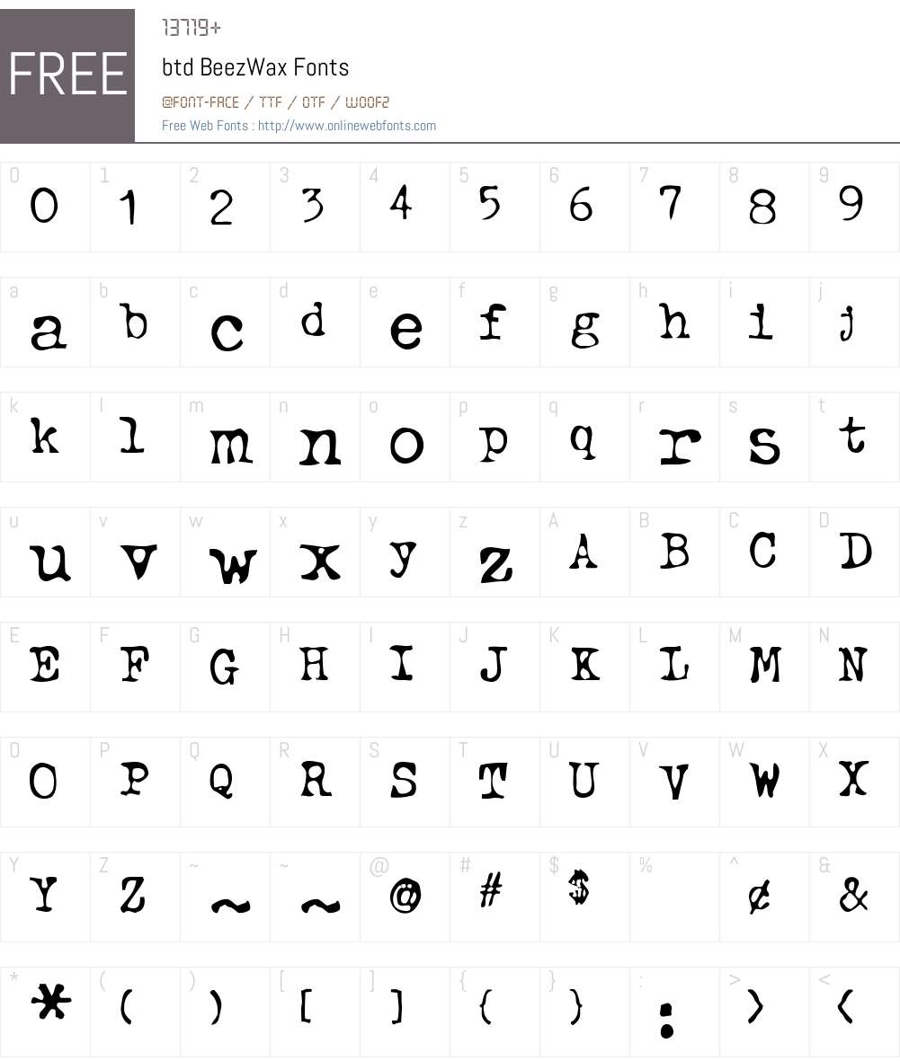 btd BeezWax Font Screenshots