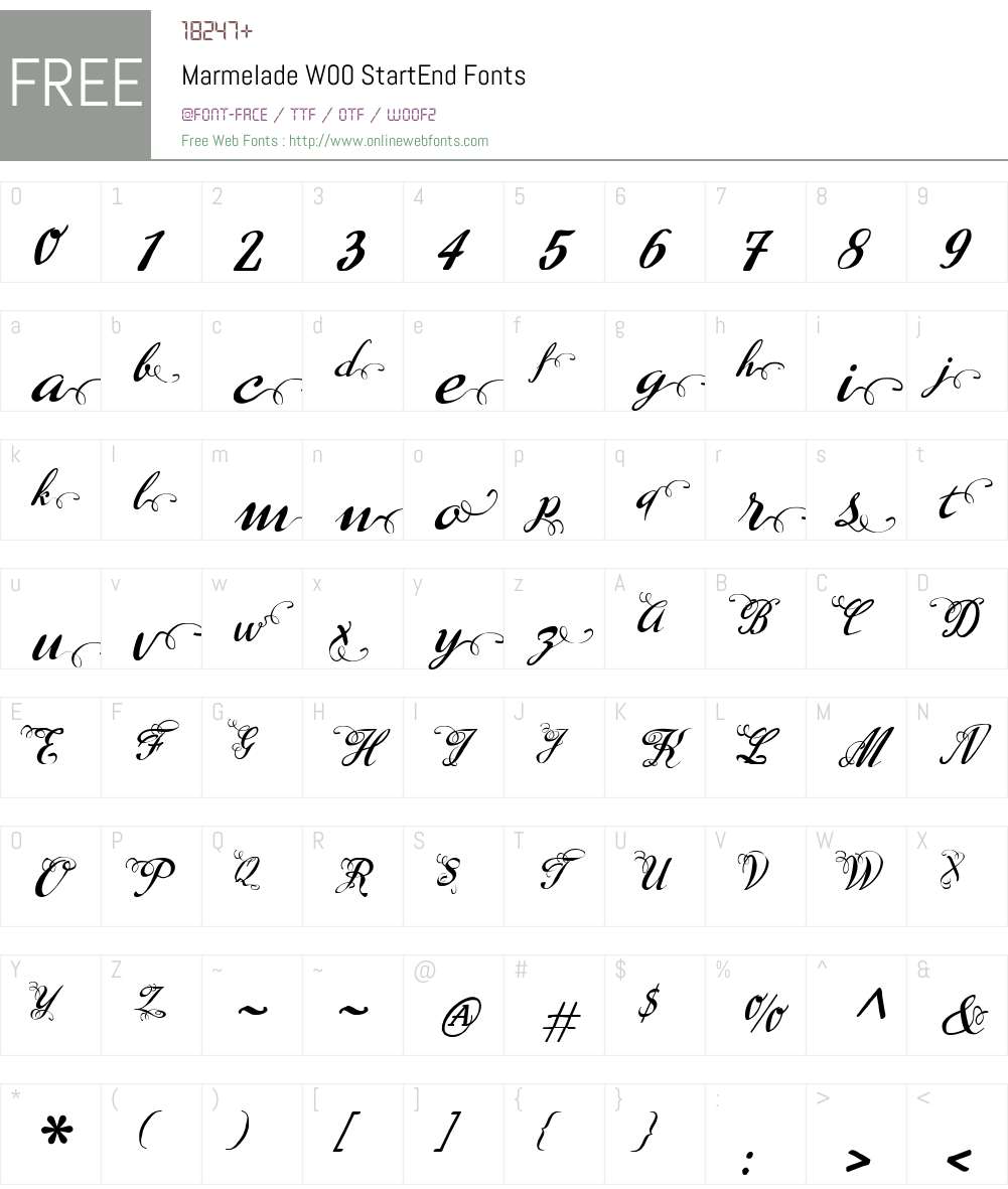 MarmeladeW00-StartEnd Font Screenshots