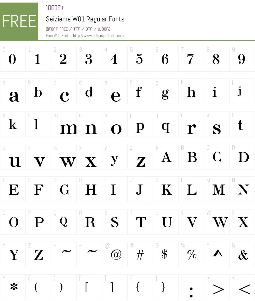 SeiziemeW01-Regular Font Screenshots