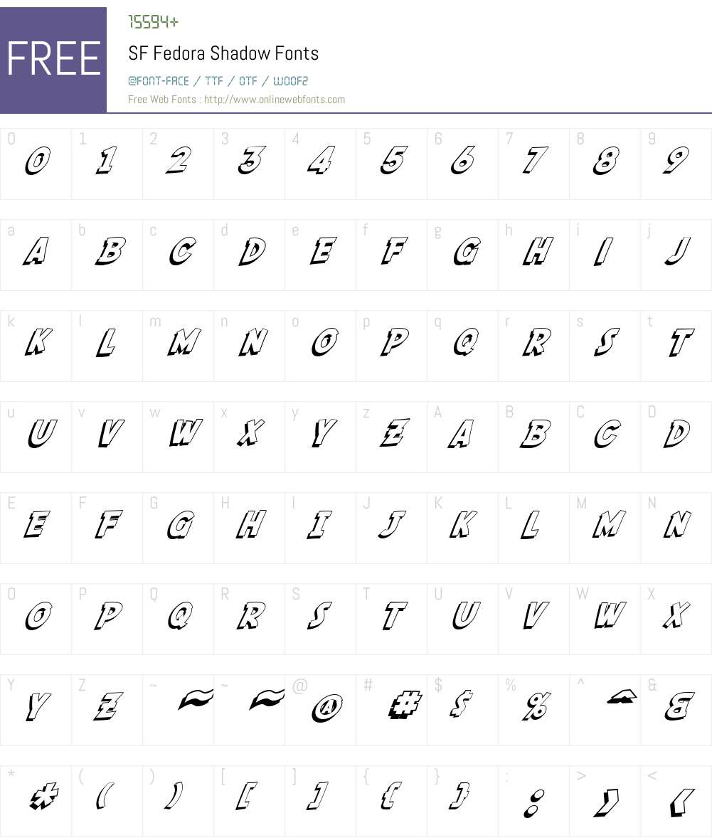 SF Fedora Shadow Font Screenshots