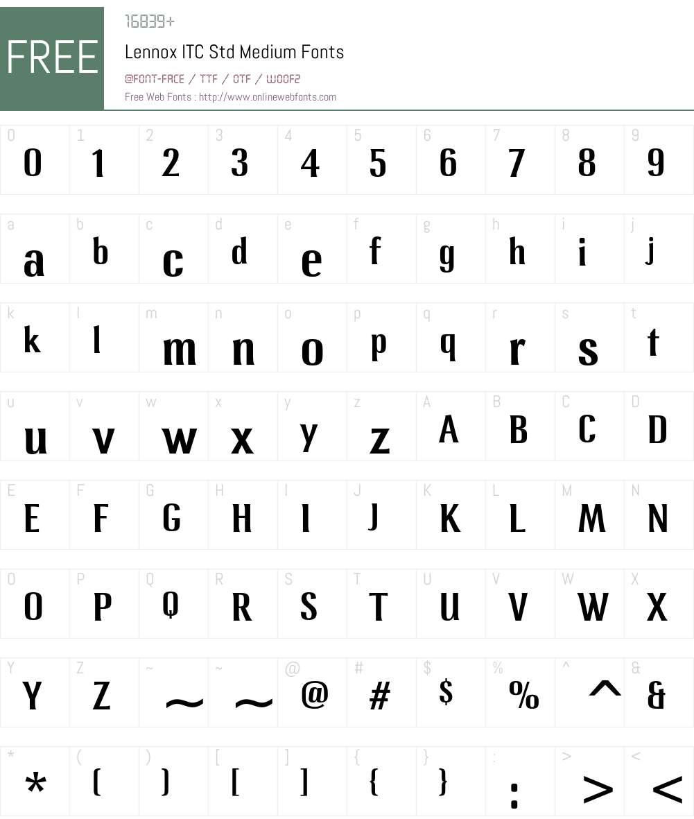Lennox ITC Std Font Screenshots