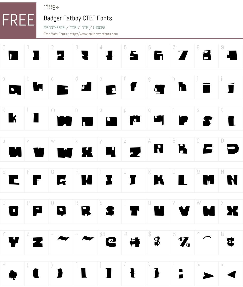 Badger Fatboy CTBT Font Screenshots
