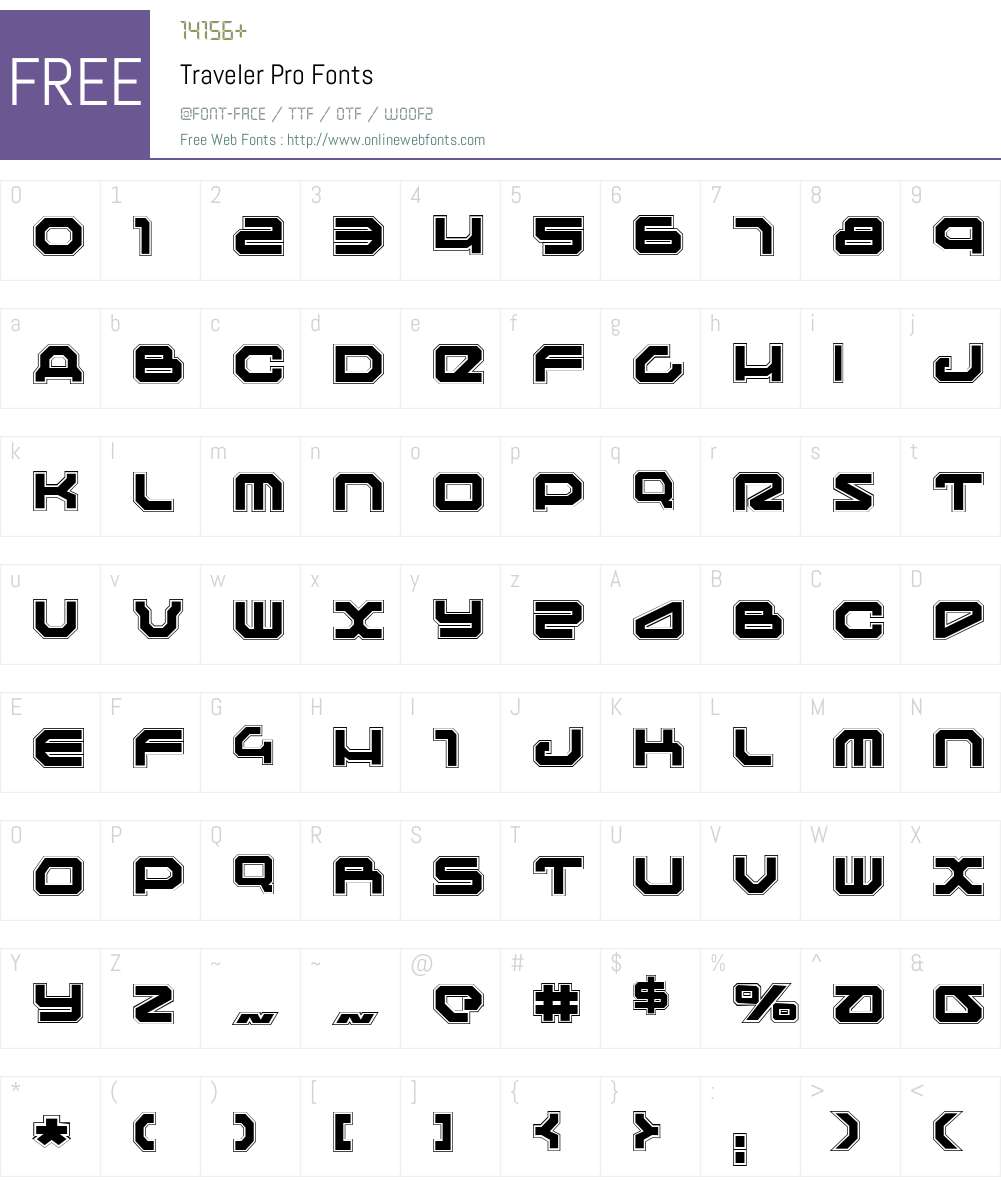 Traveler Pro Font Screenshots