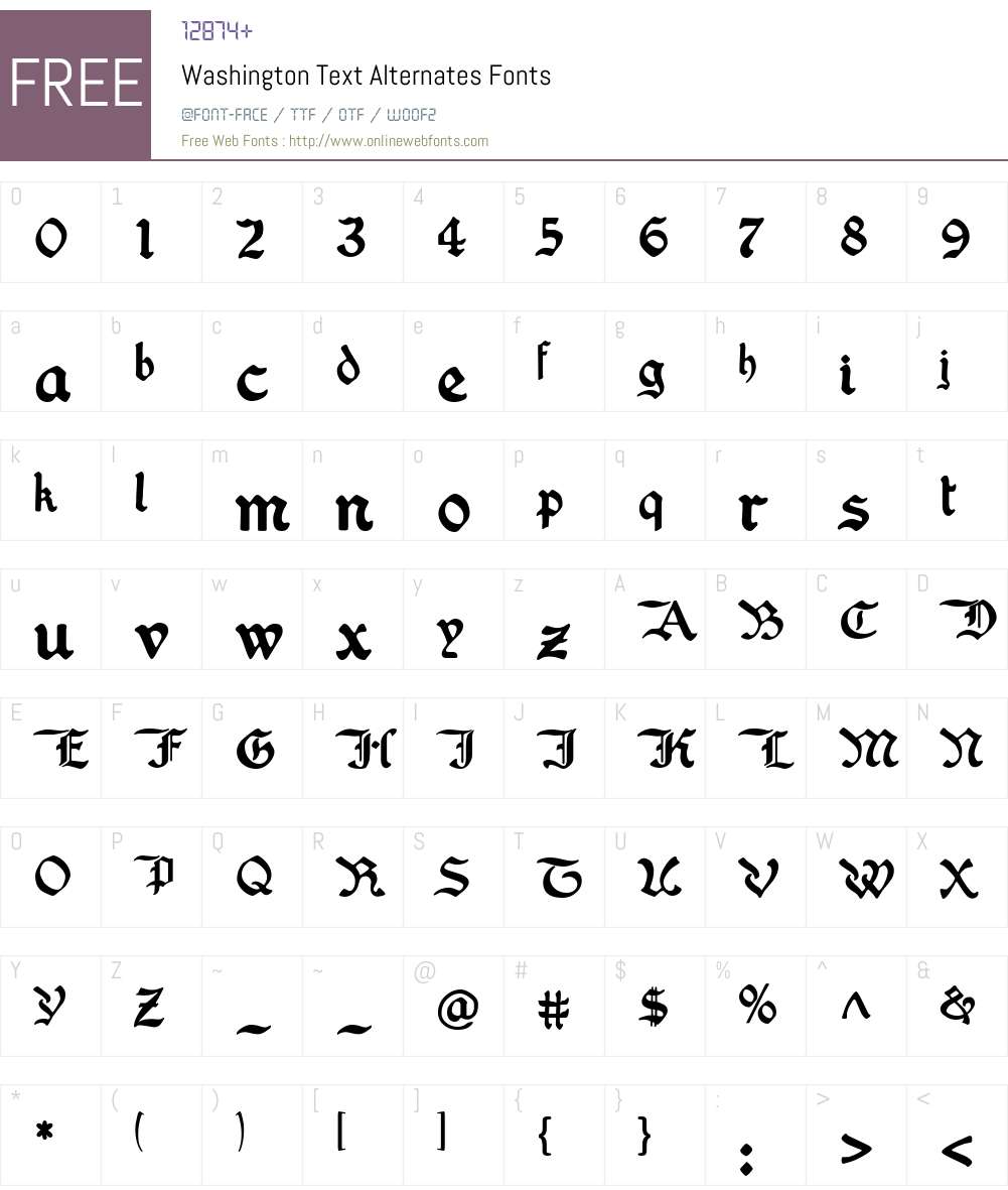 Washington Text Font Screenshots